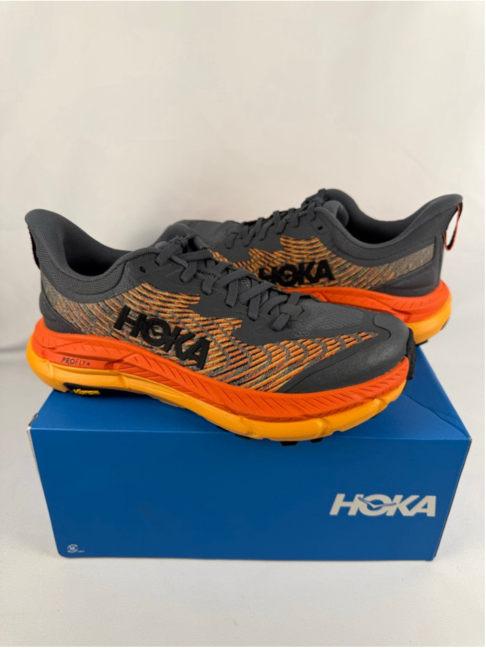 Men's Hoka Mafate Speed 4 Athletic Shoes 7 Gray Orange - Picture 3 of 13